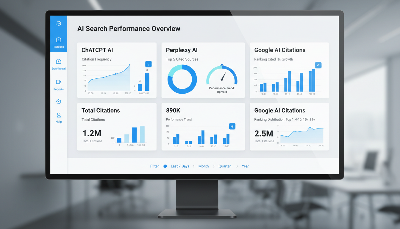 Analytics dashboard showing AI search performance