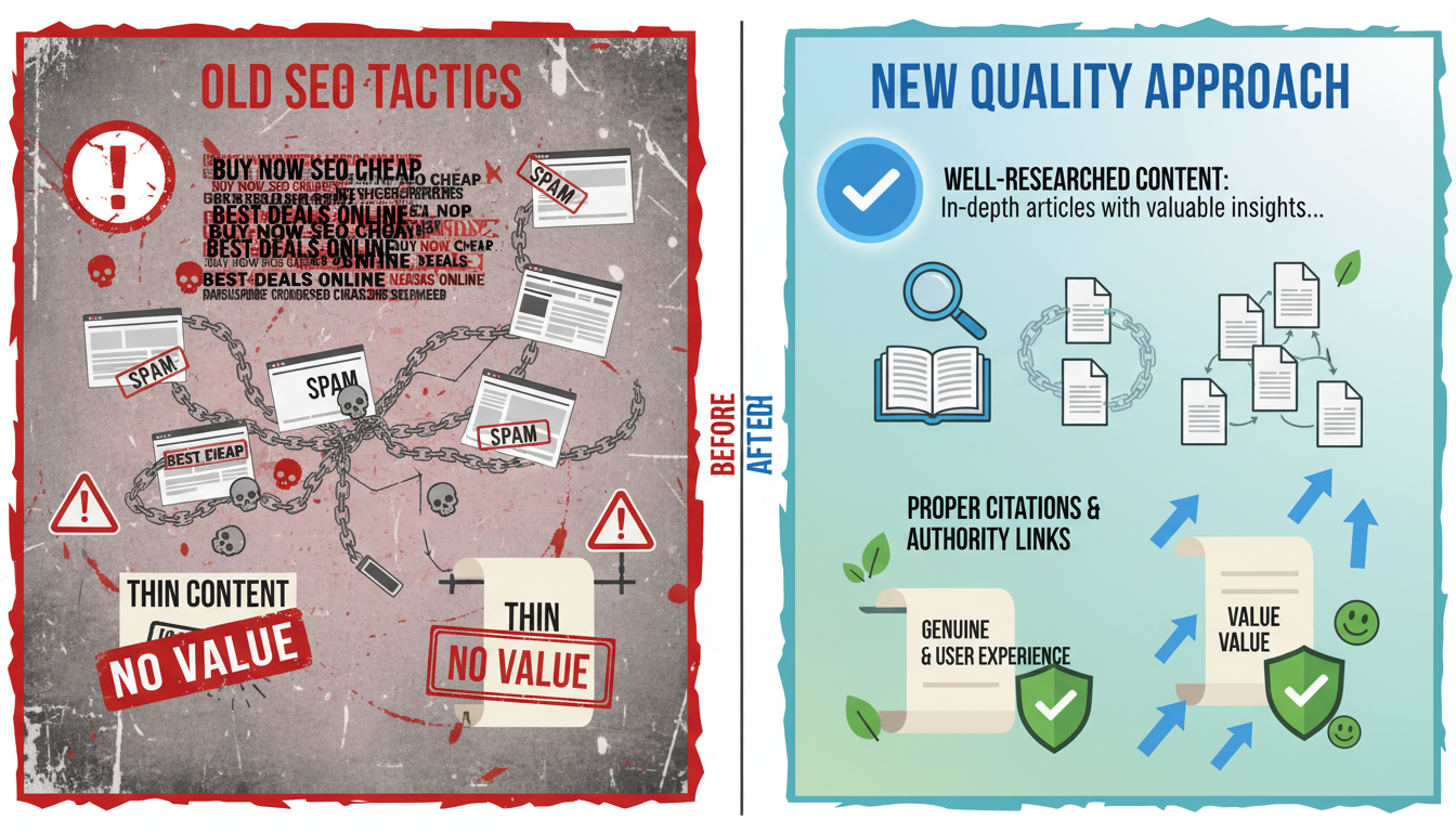 Old SEO tactics vs new quality-first approach