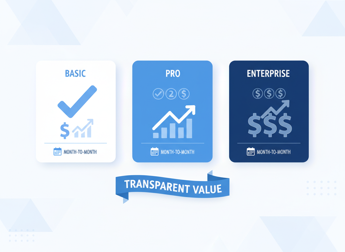Transparent pricing tiers illustration